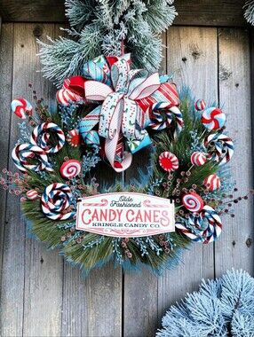 Whimsical Candy Cane Christmas wreath